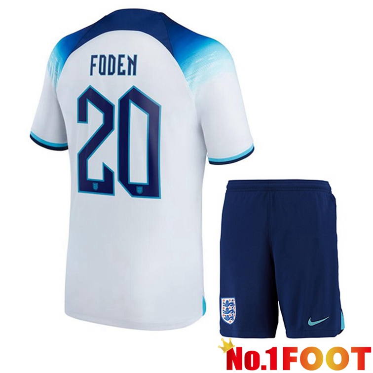 England (FODEN 20) Kids Soccer Jerseys Home White World Cup 2022