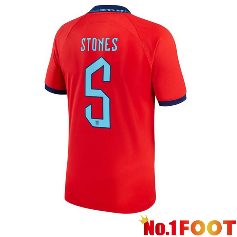 England (STONES 5) Soccer Jerseys Away Red World Cup 2022