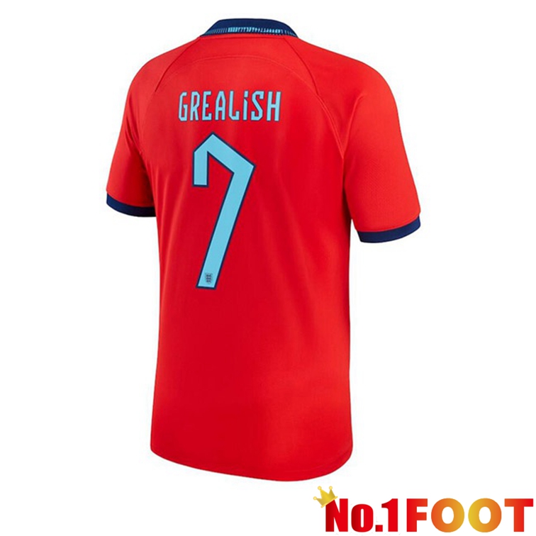 England (GREALISH 7) Soccer Jerseys Away Red World Cup 2022