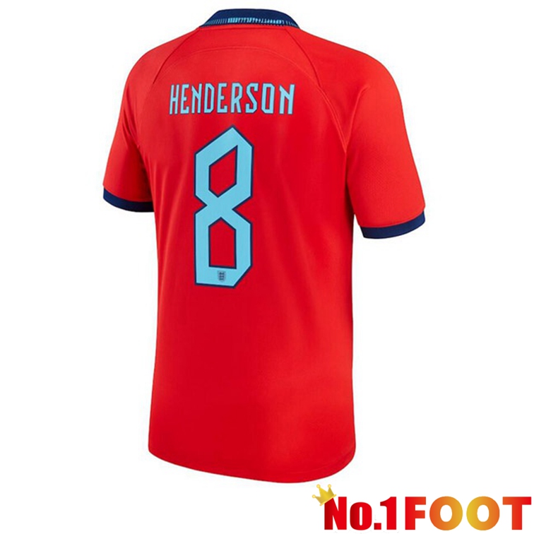 England (HENDERSON 8) Soccer Jerseys Away Red World Cup 2022