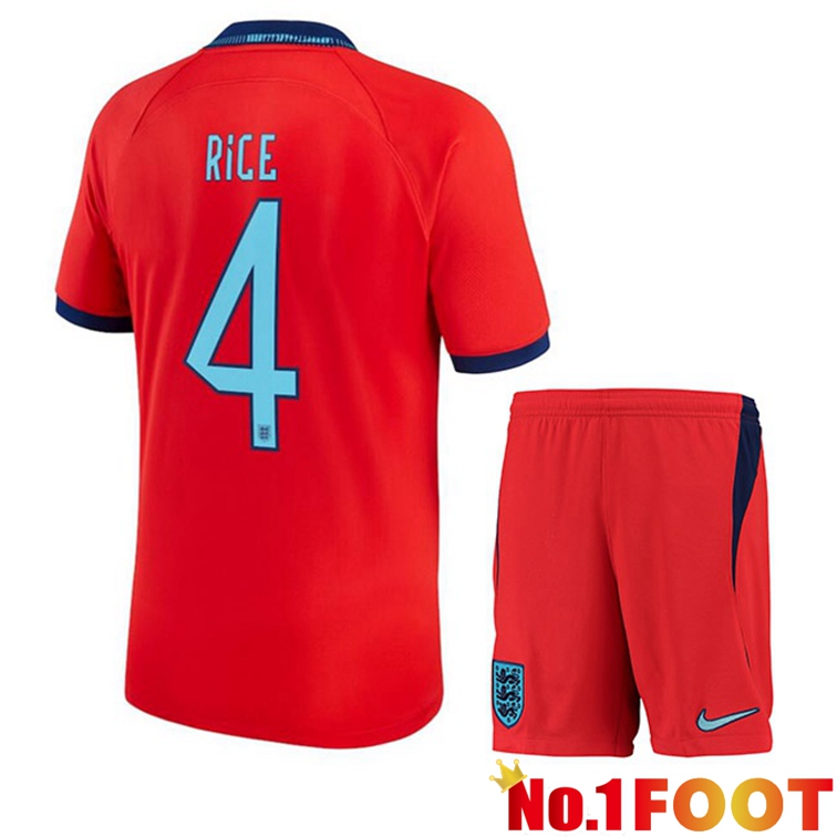 England (RICE 4) Kids Soccer Jerseys Away Red World Cup 2022