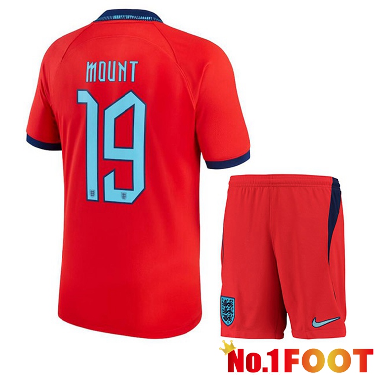 England (MOUNT 19) Kids Soccer Jerseys Away Red World Cup 2022