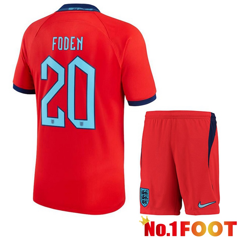 England (FODEN 20) Kids Soccer Jerseys Away Red World Cup 2022