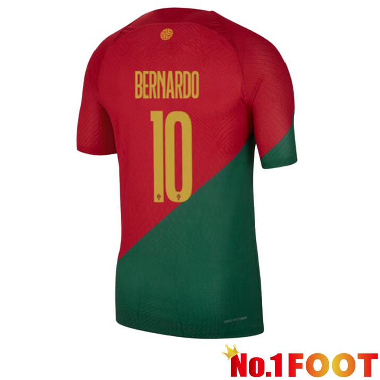 Portugal (BERNARDO 10) Soccer Jerseys Home Red Green World Cup 2022