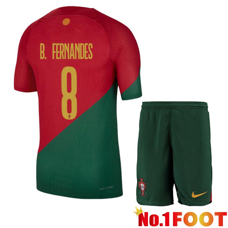 Portugal (J. MOUTINHO 8) Kids Soccer Jerseys Home Red Green World Cup 2022