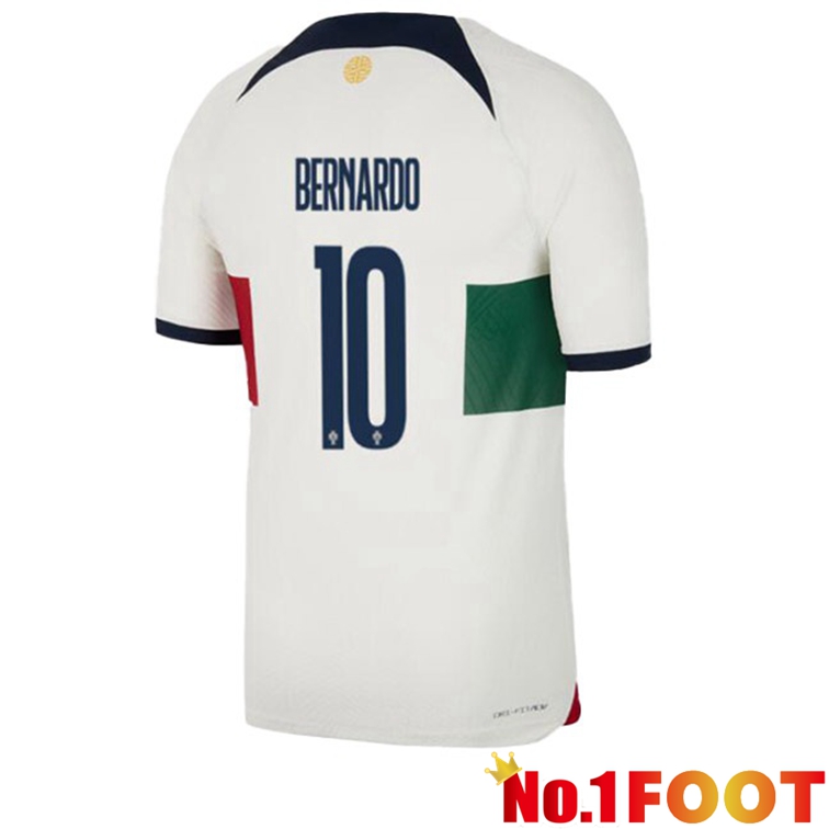 Portugal (BERNARDO 10) Soccer Jerseys Away White Red World Cup 2022