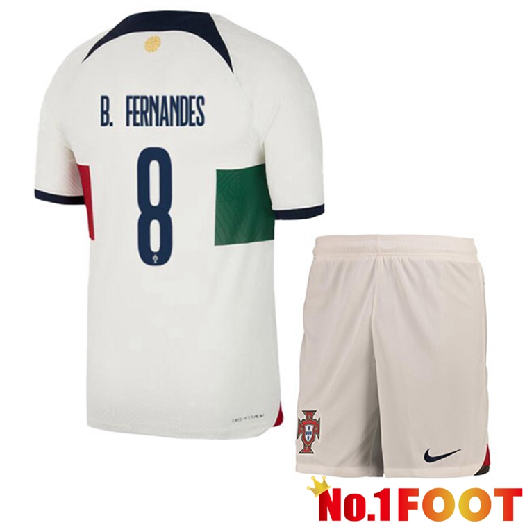 Portugal (J. MOUTINHO 8) Kids Soccer Jerseys Away White Red World Cup 2022