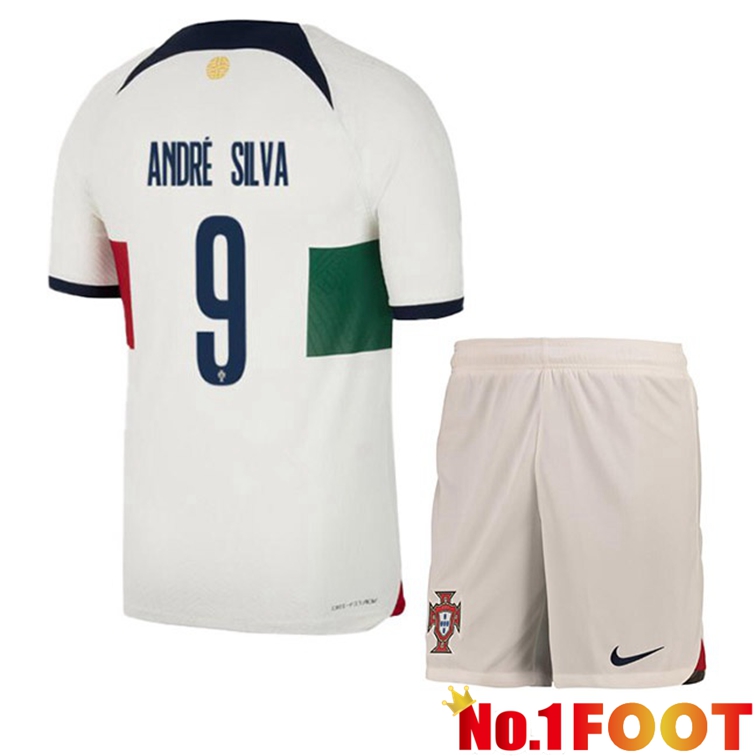 Portugal (ANDRÉ SILVA 9) Kids Soccer Jerseys Away White Red World Cup 2022