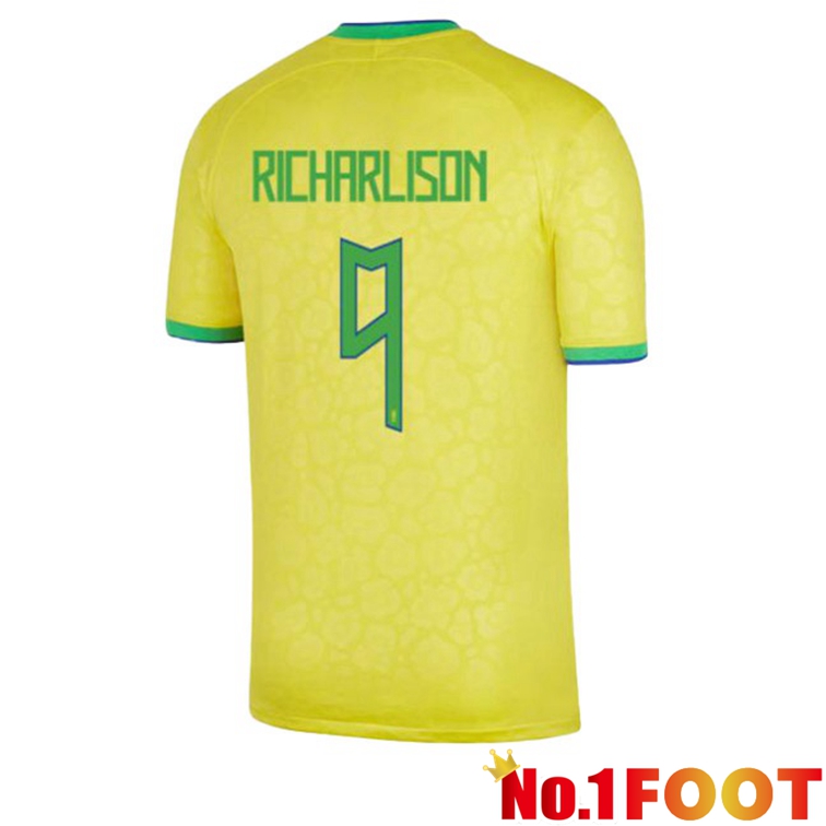 Brazil (RICHARLISON 9) Soccer Jerseys Home Yellow World Cup 2022