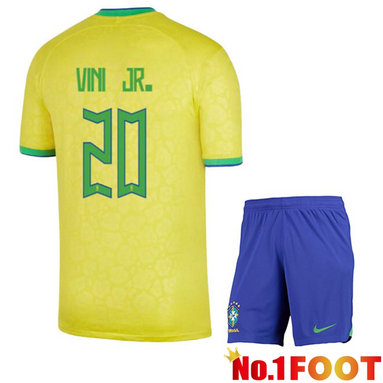 Brazil (VINI JR. 20) Kids Soccer Jerseys Home Yellow World Cup 2022