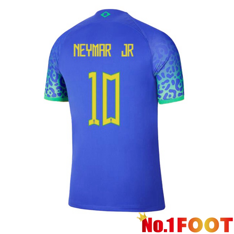 Brazil (NEYMAR JR 10) Soccer Jerseys Away Blue World Cup 2022