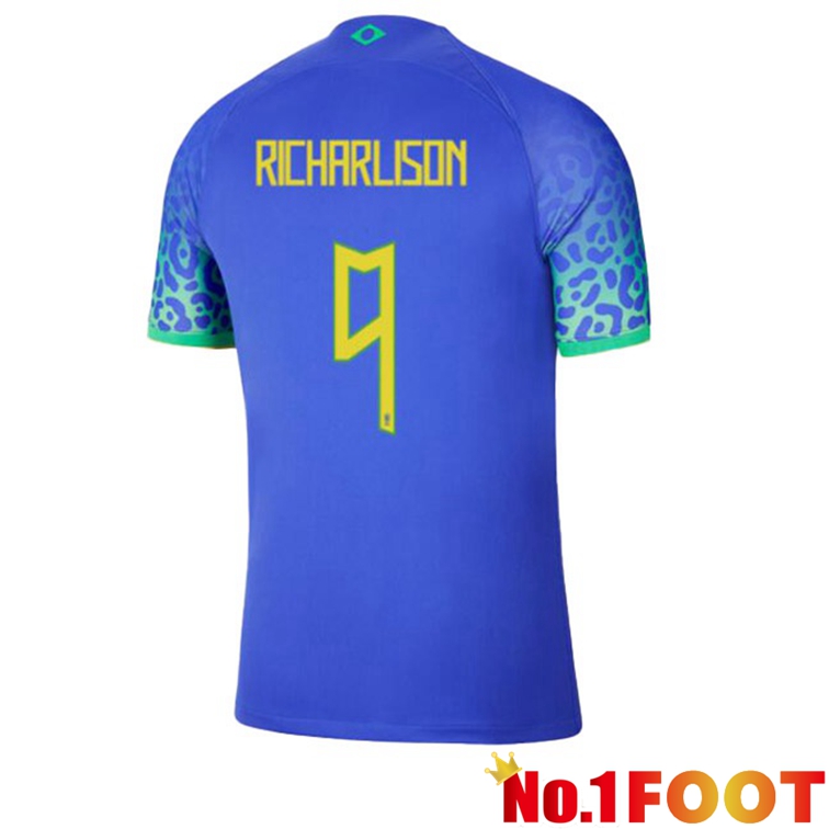 Brazil (RICHARLISON 9) Soccer Jerseys Away Blue World Cup 2022