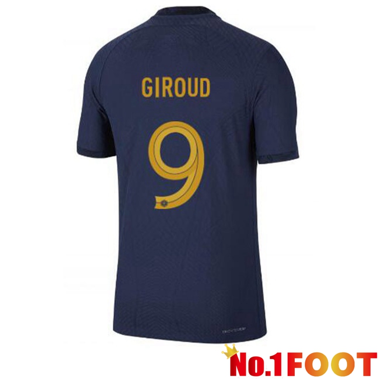 France (GIROUD 9) Soccer Jerseys Home Blue Royal World Cup 2022