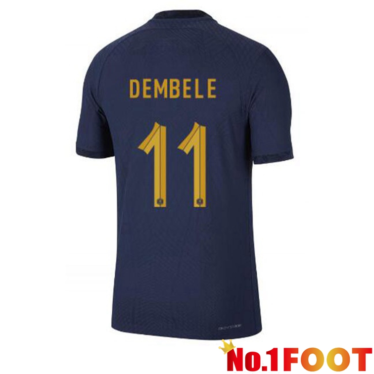 France (DEMBELE 11) Soccer Jerseys Home Blue Royal World Cup 2022