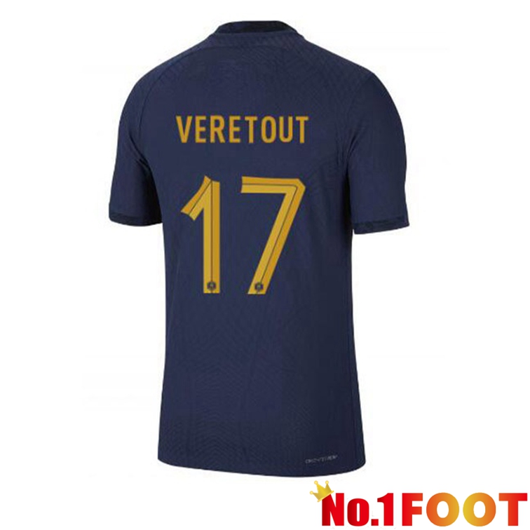 France (VERETOUT 17) Soccer Jerseys Home Blue Royal World Cup 2022