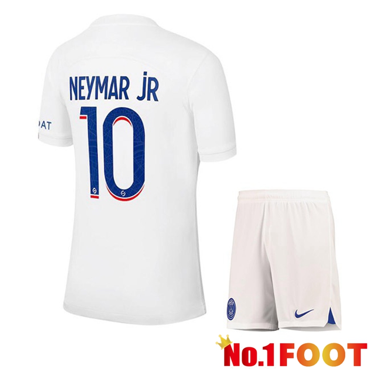 Paris PSG (NEYMAR JR 10) Kids Soccer Jerseys Third White 2022-2023