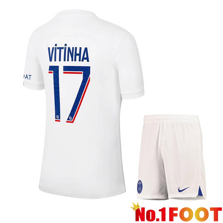 Paris PSG (VITINHA 17) Kids Soccer Jerseys Third White 2022-2023