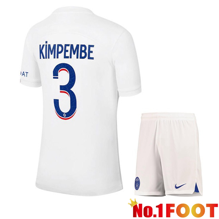 Paris PSG (KIMPEMBE 3) Kids Soccer Jerseys Third White 2022-2023