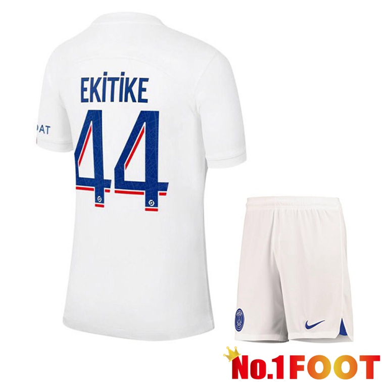 Paris PSG (EKITIKE 44) Kids Soccer Jerseys Third White 2022-2023