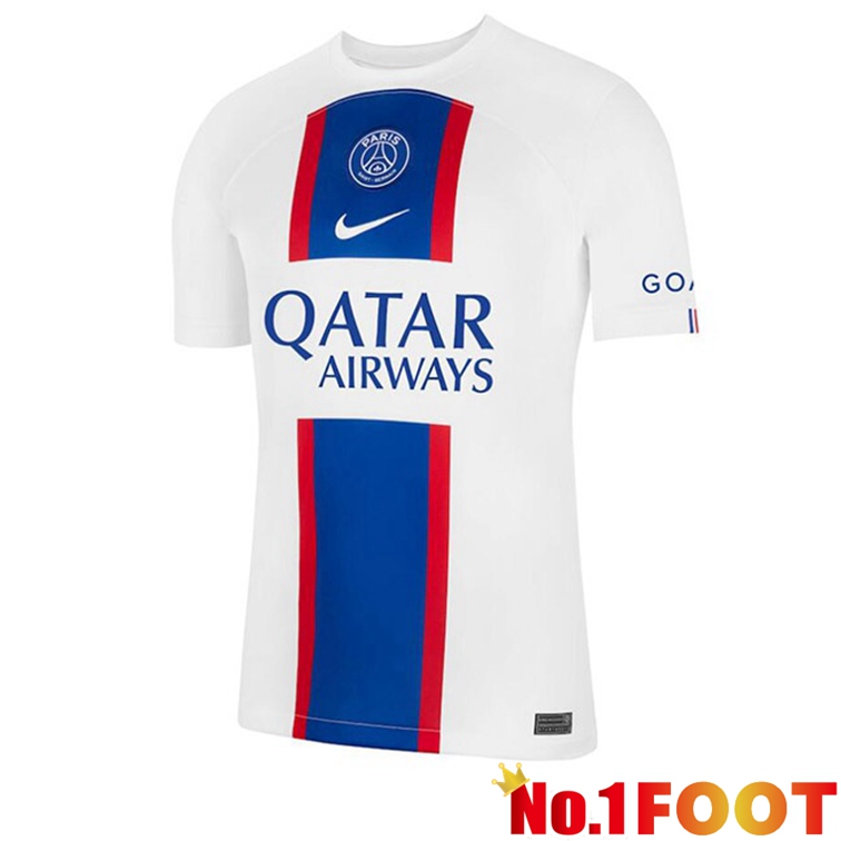 Paris PSG Soccer Jerseys Third White Blue 2022-2023