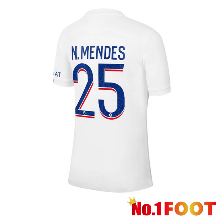 Paris PSG (N.MENDES 25) Soccer Jerseys Third White 2022-2023