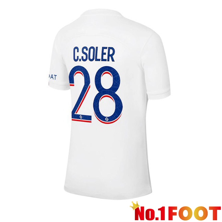 Paris PSG (C. SOLER 28) Soccer Jerseys Third White 2022-2023