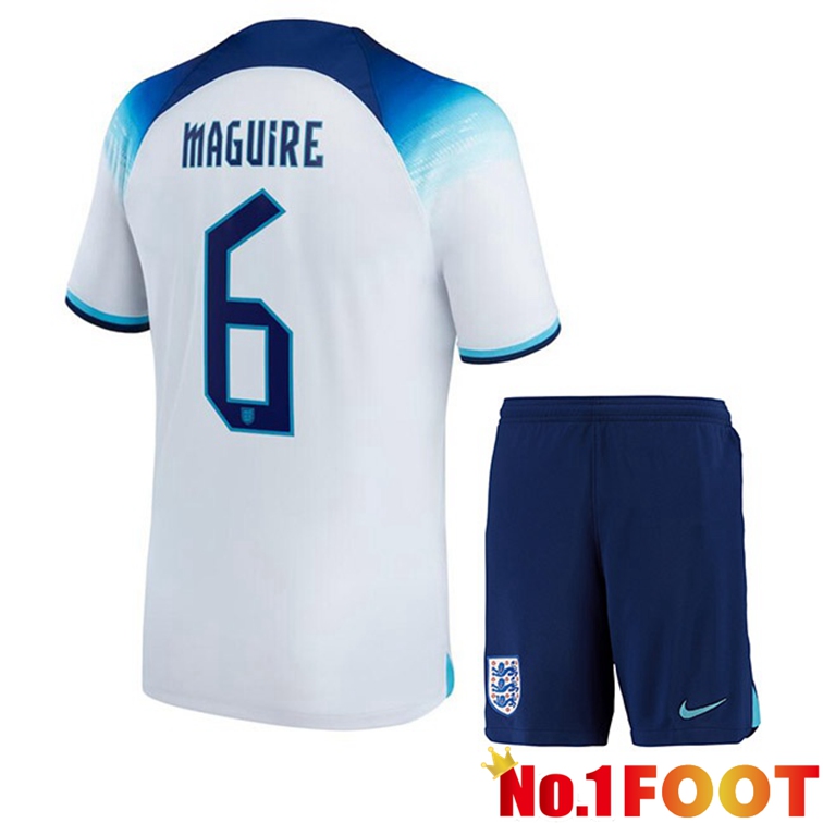 England (MAGUIRE 6) Kids Soccer Jerseys Home White 2022-2023