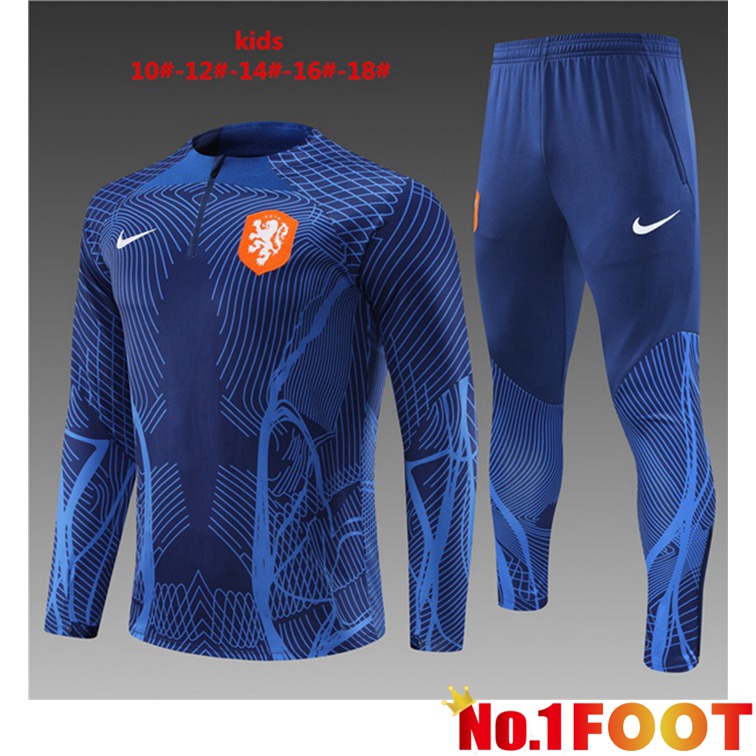 Netherlands Kids Training Tracksuit Blue Royal 2022-2023