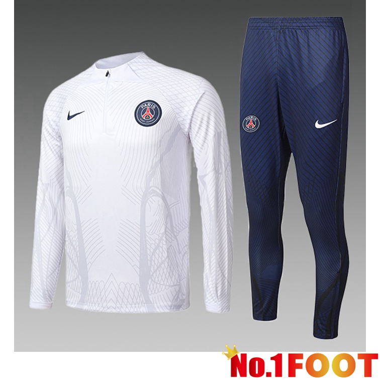 Paris PSG Kids Training Tracksuit White 2022-2023