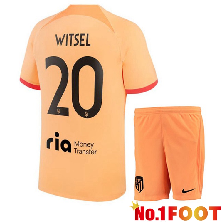 Atletico Madrid (WITSEL 20) Kids Soccer Jerseys Third Orange 2022-2023