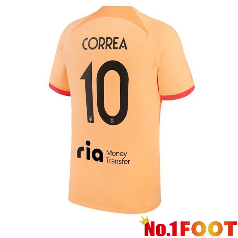 Atletico Madrid (CORREA 10) Soccer Jerseys Third Orange 2022-2023