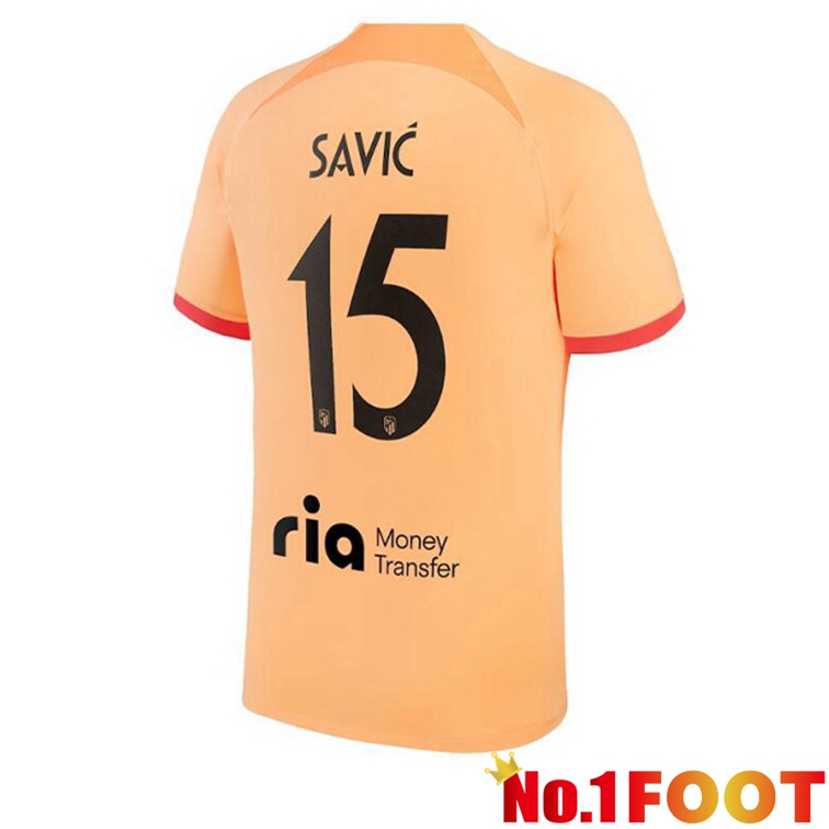 Atletico Madrid (SAVIC 15) Soccer Jerseys Third Orange 2022-2023