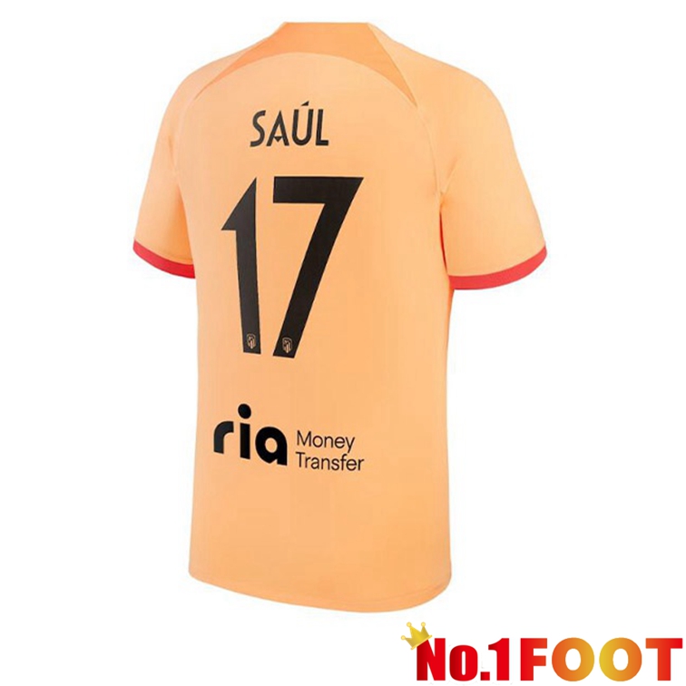 Atletico Madrid (SAÚL 17) Soccer Jerseys Third Orange 2022-2023