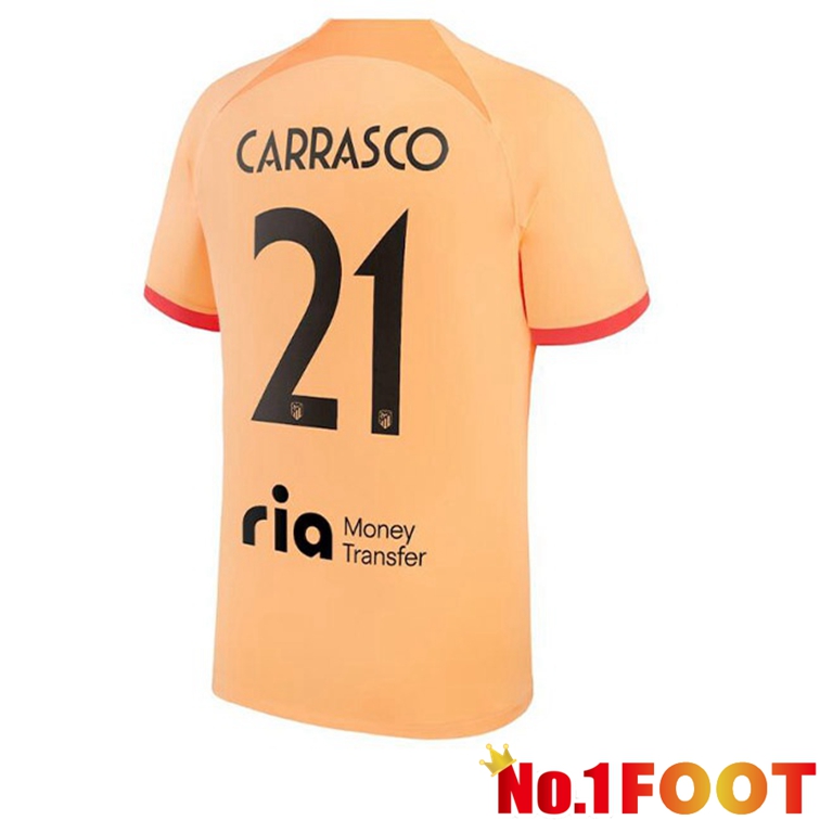 Atletico Madrid (CARRASCO 21) Soccer Jerseys Third Orange 2022-2023