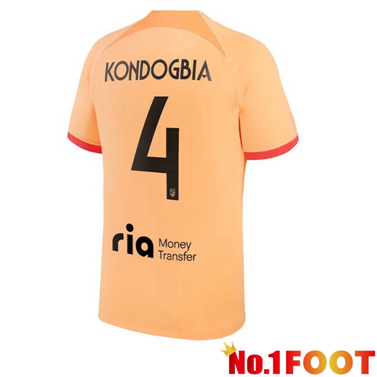 Atletico Madrid (KONDOGBIA 4) Soccer Jerseys Third Orange 2022-2023