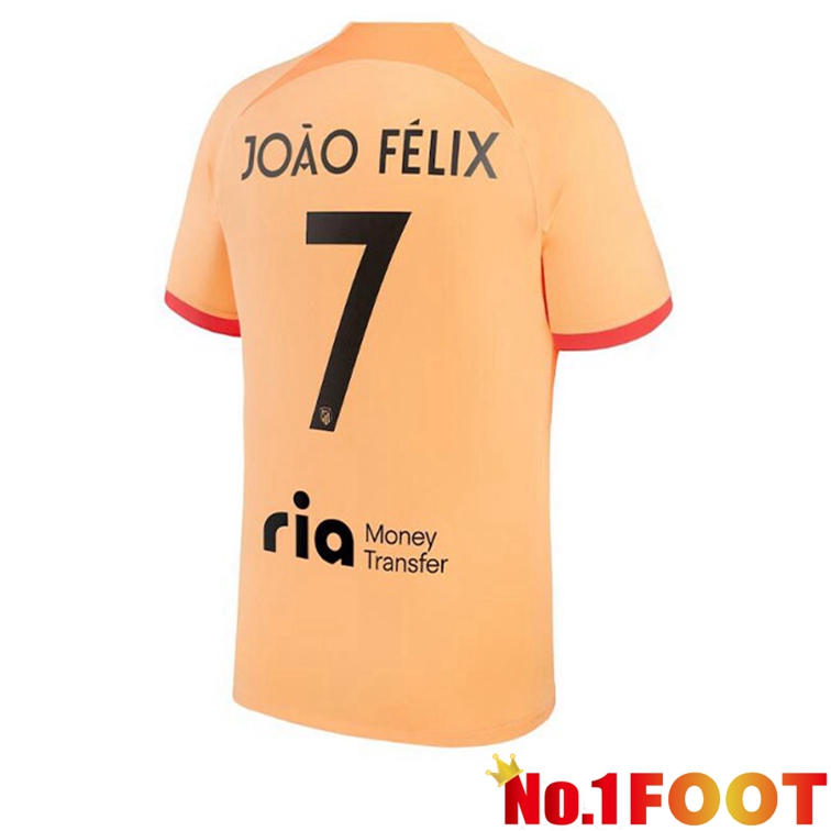 Atletico Madrid (JOÃO FÉLIX 7) Soccer Jerseys Third Orange 2022-2023