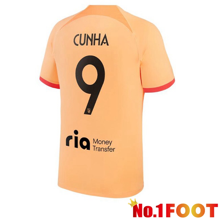 Atletico Madrid (CUNHA 9) Soccer Jerseys Third Orange 2022-2023