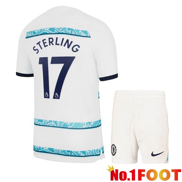 FC Chelsea (STERLING 17) Kids Soccer Jerseys Away White 2022-2023