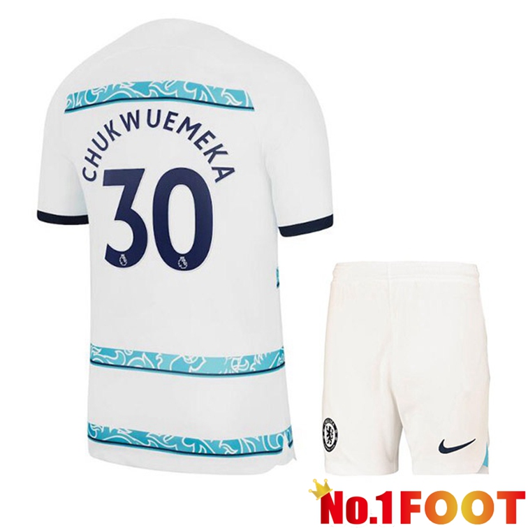 FC Chelsea (CHUKWUEMEKA 30) Kids Soccer Jerseys Away White 2022-2023