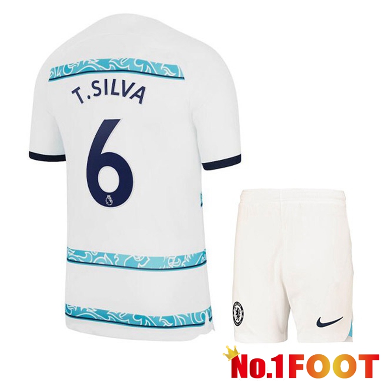 FC Chelsea (T. SILVA 6) Kids Soccer Jerseys Away White 2022-2023