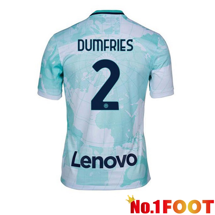 Inter Milan (DUMFRIES 2) Soccer Jerseys Away White Green 2022-2023