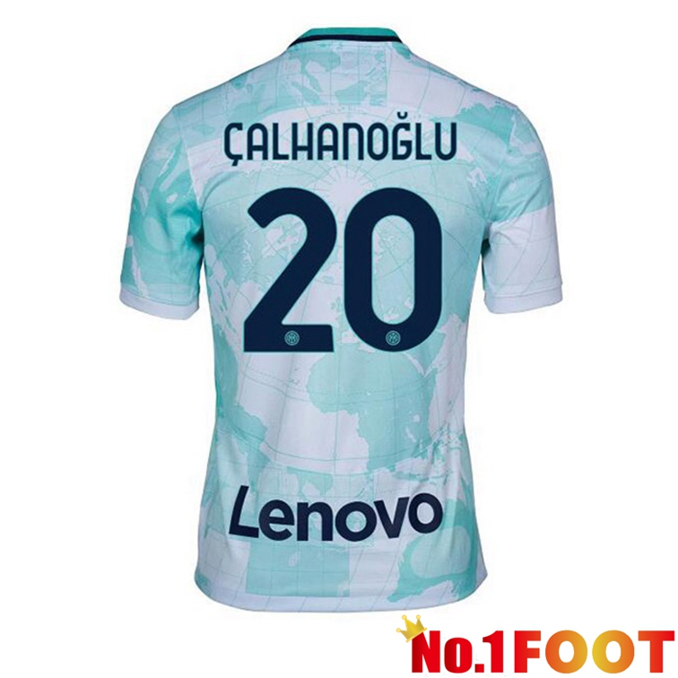 Inter Milan (ÇALHANOĞLU 20) Soccer Jerseys Away White Green 2022-2023