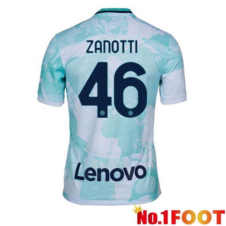 Inter Milan (ZANOTTI 46) Soccer Jerseys Away White Green 2022-2023