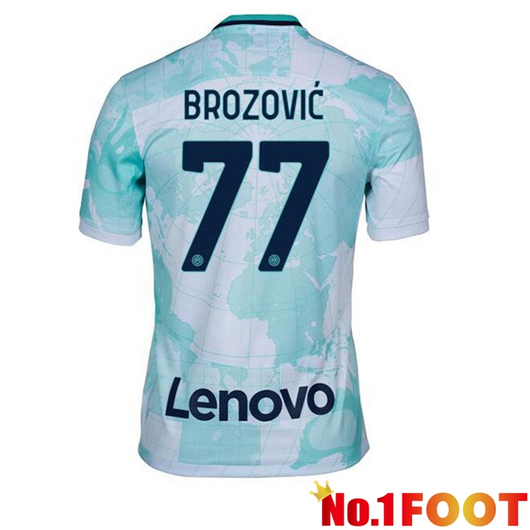 Inter Milan (BROZOVIĆ 77) Soccer Jerseys Away White Green 2022-2023