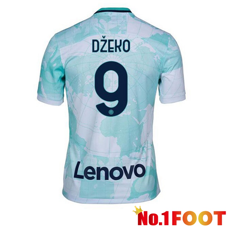 Inter Milan (DŽEKO 9) Soccer Jerseys Away White Green 2022-2023