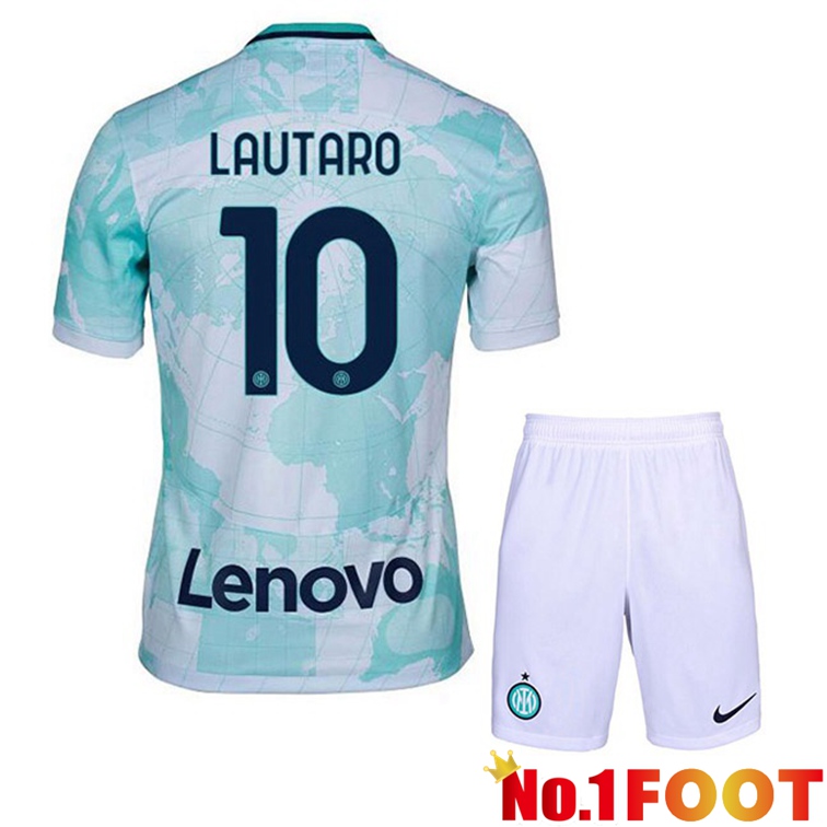 Inter Milan (LAUTARO 10) Kids Soccer Jerseys Away White Green 2022-2023