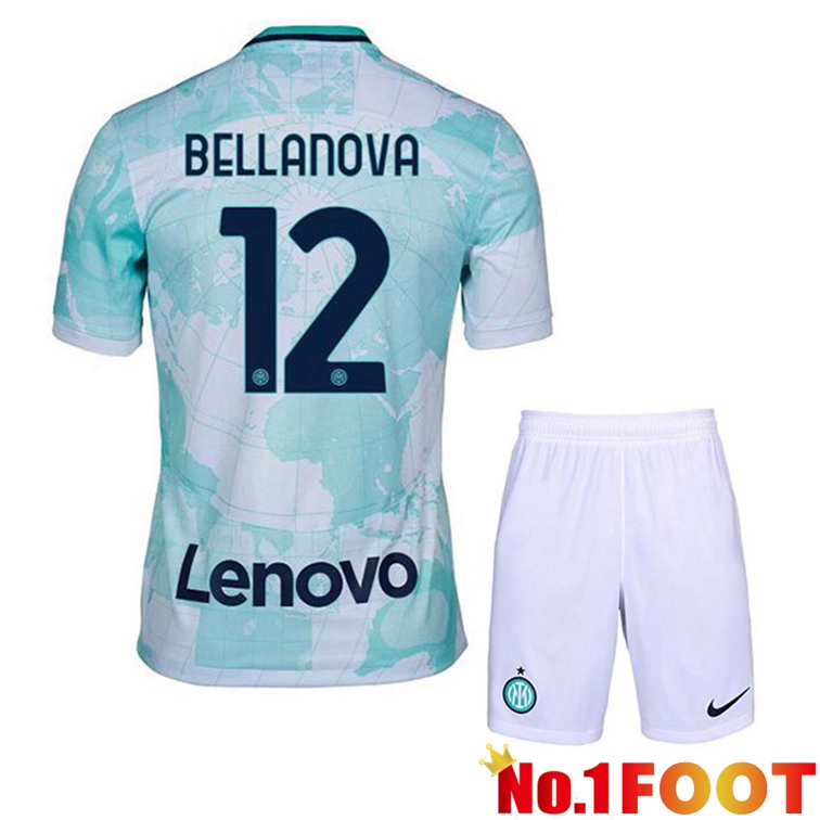 Inter Milan (BELLANOVA 12) Kids Soccer Jerseys Away White Green 2022-2023