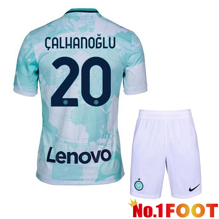 Inter Milan (ÇALHANOĞLU 20) Kids Soccer Jerseys Away White Green 2022-2023