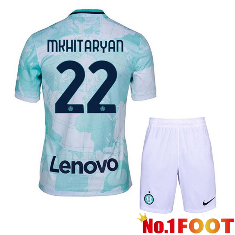 Inter Milan (MKHITARYAN 22) Kids Soccer Jerseys Away White Green 2022-2023