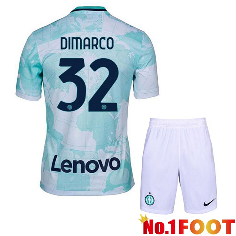 Inter Milan (DIMARCO 32) Kids Soccer Jerseys Away White Green 2022-2023